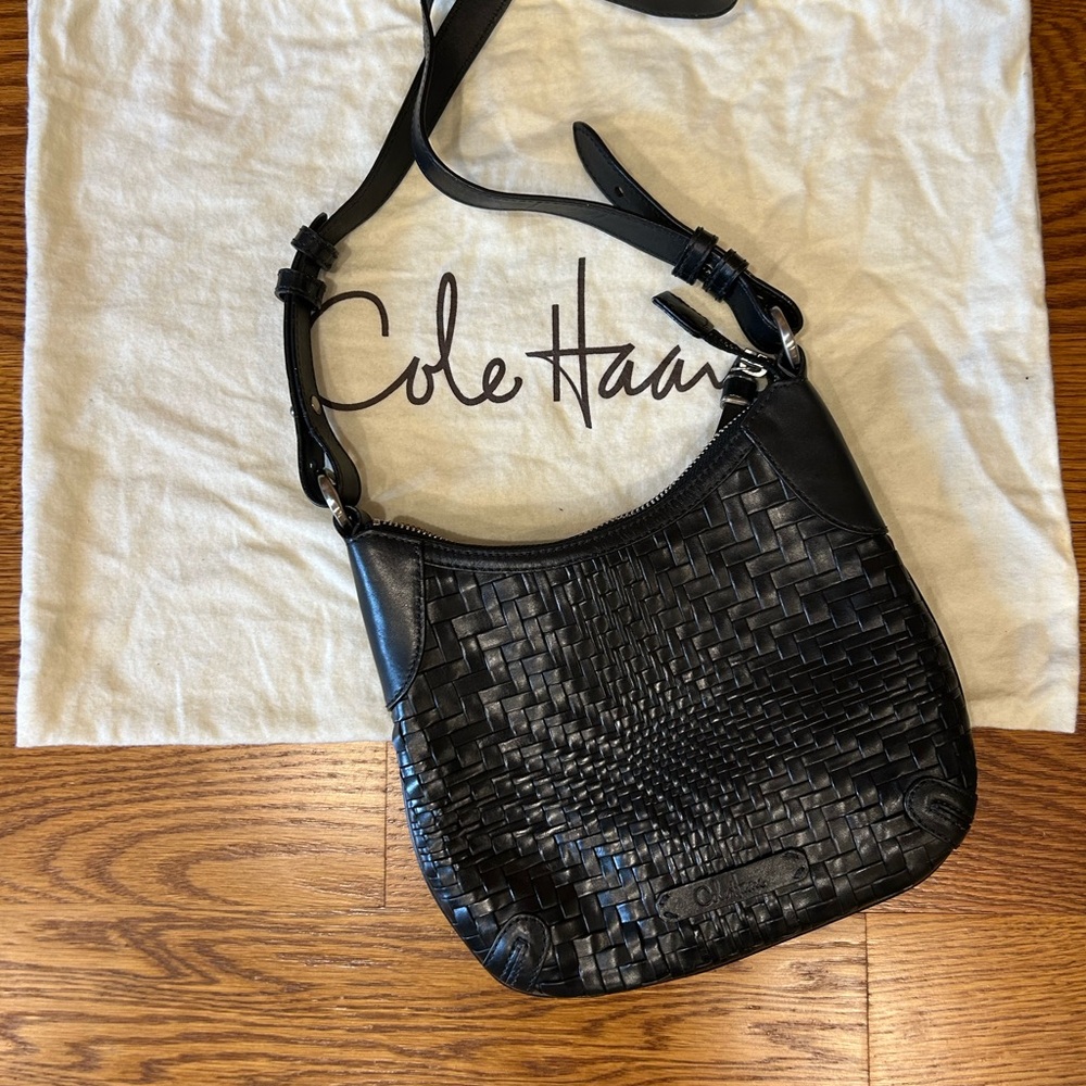 Cole Haan Black Woven Crossbody Bag